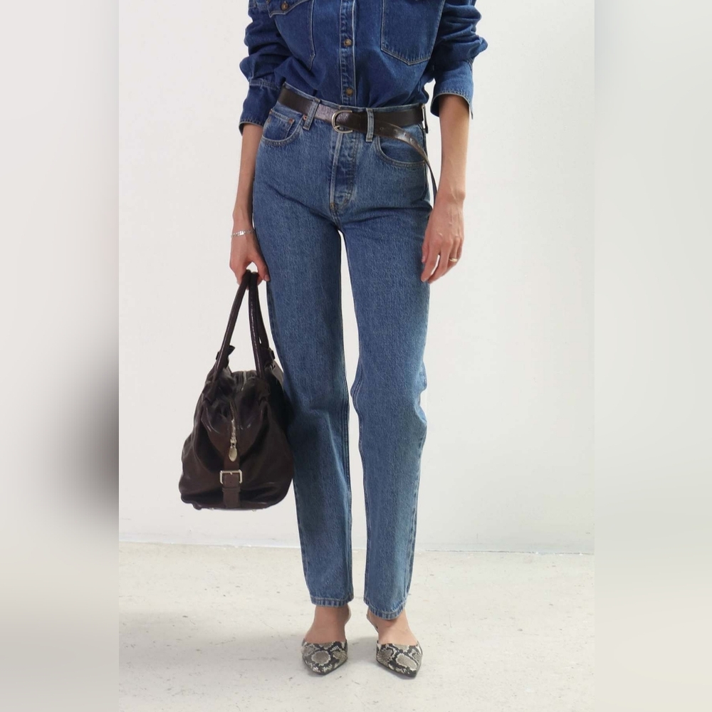 NWT Etica Leia Ultra High Straight Bluestone Denim Size 27 Organic Cotton